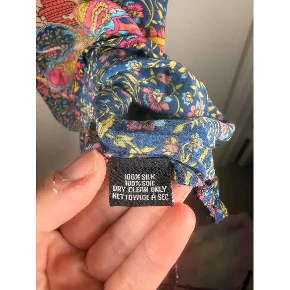 Tolani Silk Boho Tunic Dress Multicolor Print Size S - Picture 11 of 11